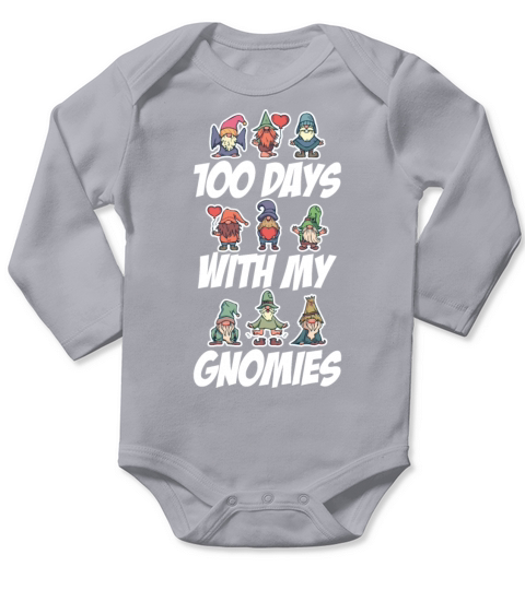 With My Gnomies Funny 100 Days of School Gift Long Sleeve Baby One-Piece