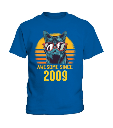 Cats Birthday Awesome Since 2009 Funny Gift Kids T-Shirt