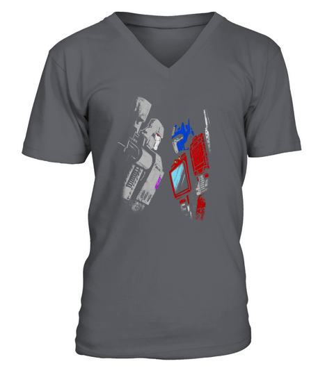 optimus vs megatron color V-Neck T-shirt