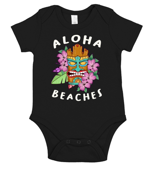 Funny Aloha Beaches Tiki Gift Design Hawaiian Short Sleeve Baby One-Piece