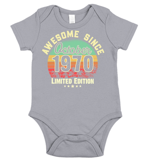 October 1970 51st Year Old Birthday Gift Retro Short Sleeve Baby One-Piece
