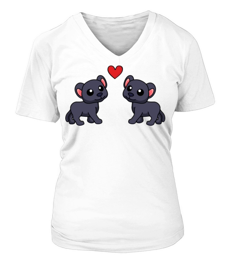 Panther comic pair love V-neck T-Shirt Woman