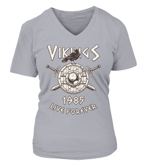Vikings Live Forever 1985 Norse Birthday Women's V-Neck T-shirt