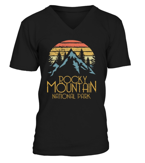 Vintage Rocky Mountains National Park Colorado Men's V-Neck T-shirt