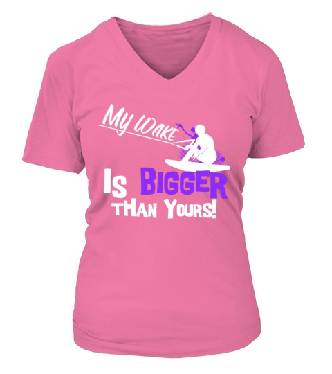 Womens Wake Surfing Gift Print Boat Lake V-neck T-Shirt Woman