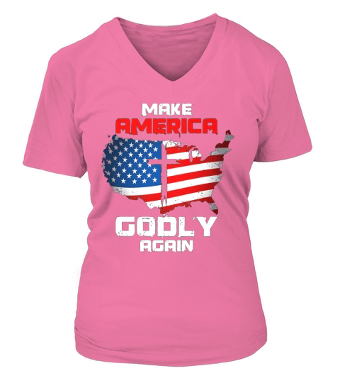 Make America Godly Again Flag V-neck T-Shirt Woman