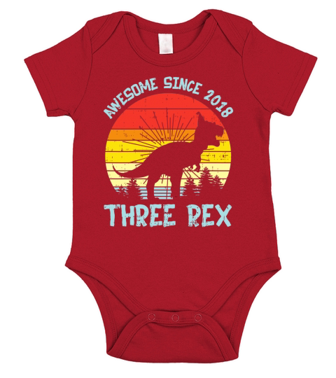Awesome Since 2018 Three Rex Trex Dino 4th Birthday Boy Gift Short Sleeve Baby One-Piece