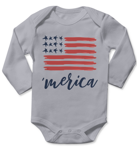 Merica Vintage American Flag 4th of July for Men Women Kids t-shirt Long Sleeve Baby One-Piece