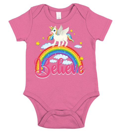 unicorn Believe Short Sleeve Baby One-Piece