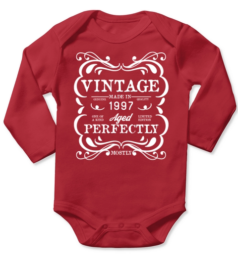 1997 Vintage born in Retro age Birthday gift idea Long Sleeve Baby One-Piece