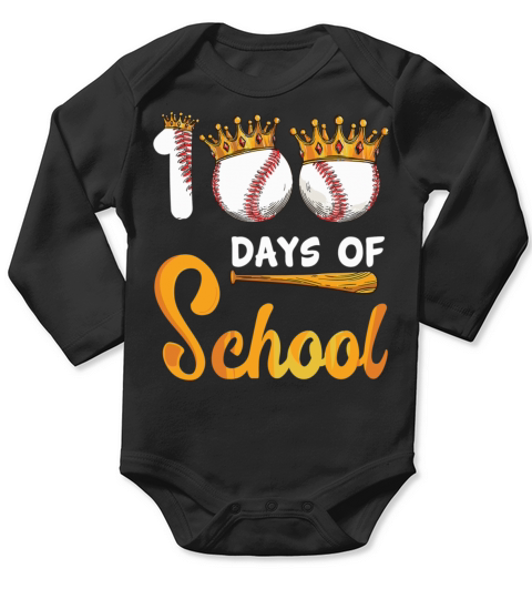 Happy 100th Day 100 Days School Baseball Teacher Long Sleeve Baby One-Piece