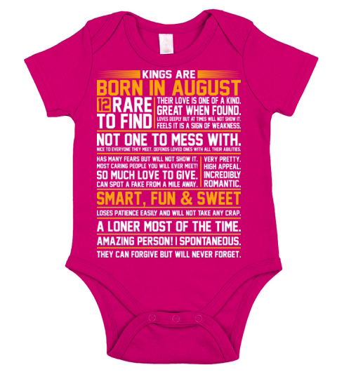 Kings Are Born In August Short Sleeve Baby One-Piece