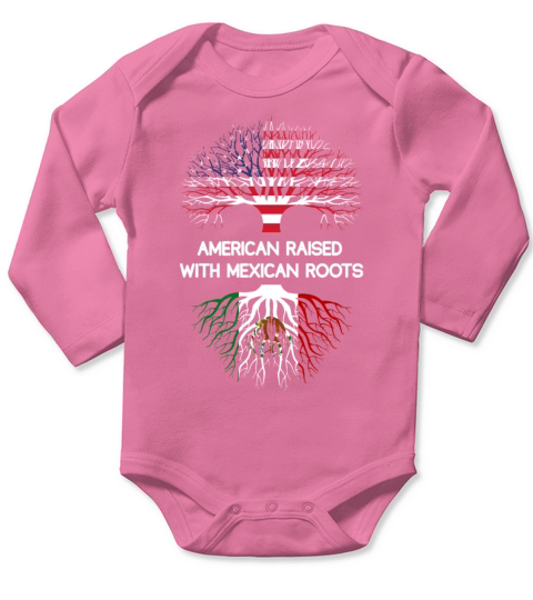 American Raised With Mexican Roots Long Sleeve Baby One-Piece