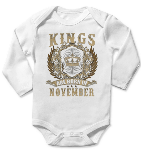 Kings Are Born In November Long Sleeve Baby One-Piece