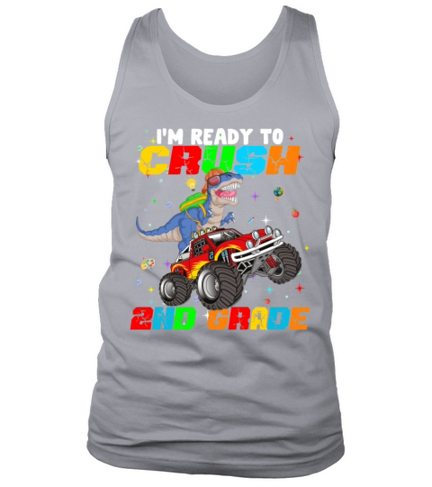 im ready to crush 2nd grade dinosaur riding monste Men's Tank Top