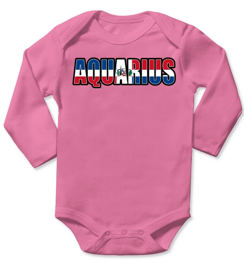Aquarius Dominican Horoscope Heritage DNA Flag Long Sleeve Baby One-Piece