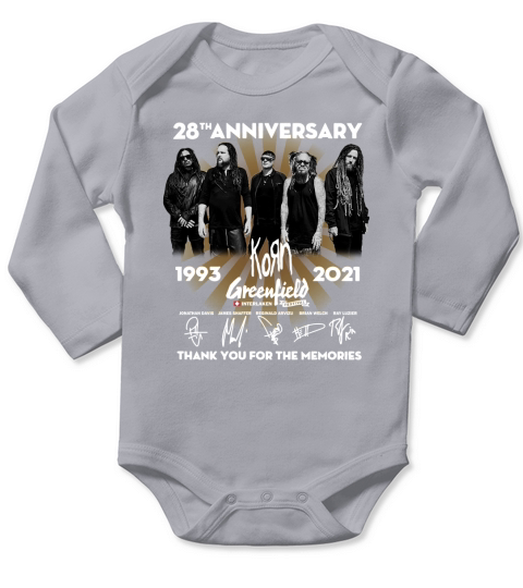 28th anniversary 1993 2021 Korn Greenfield signatures thank you for the memories Long Sleeve Baby One-Piece
