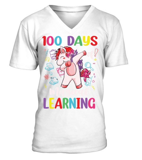 100th Day Of School Unicorn Girls 100 Days Men's V-Neck T-shirt