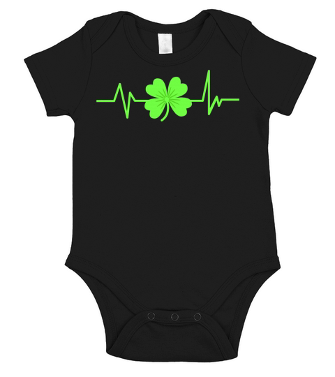 Heartline St Patrick leaf clover Heart line Short Sleeve Baby One-Piece
