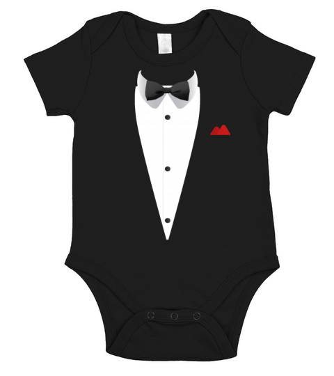 Tuxedo design with Bowtie For Weddings And Short Sleeve Baby One-Piece