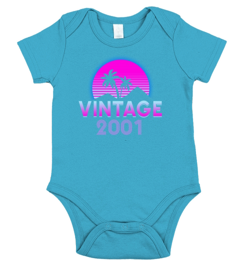 Retrowave Vintage 2001 Birthday Gift Idea Short Sleeve Baby One-Piece