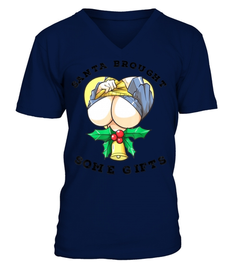 Anime Otaku Lewd Hentai Boobs Xmas Tits Ahegao Men's V-Neck T-shirt