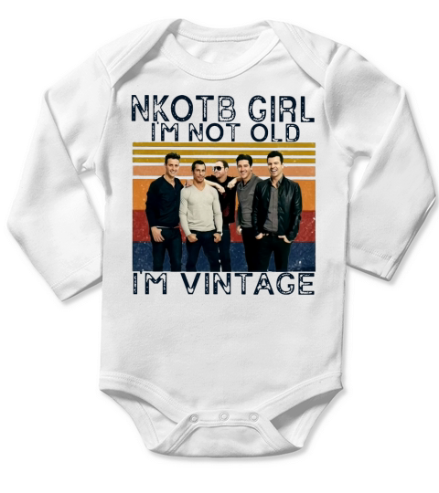 New Kids on the Block NKOTB Girl Im not old Im vintage Long Sleeve Baby One-Piece