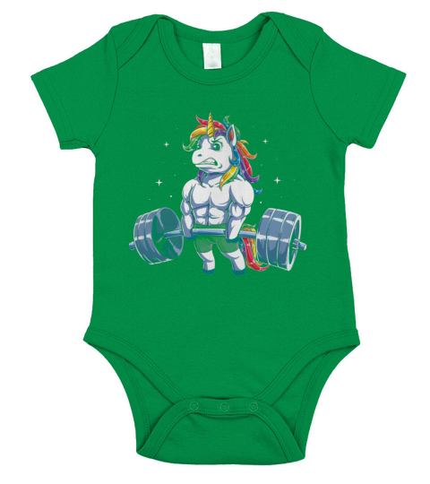 Unicorn Weightlifting Fitness Gym Deadlift Rainbow Short Sleeve Baby One-Piece