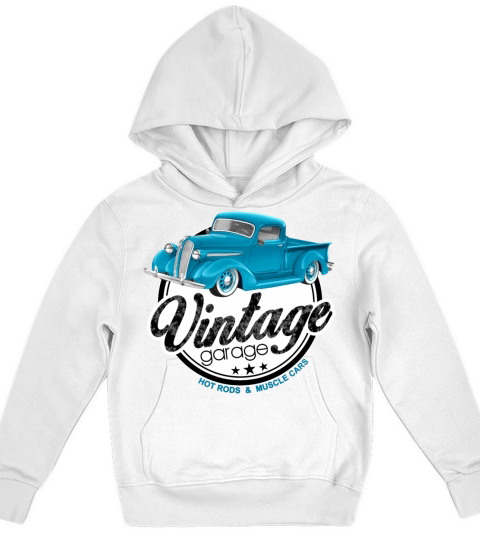 Vintage Garage Blue Classic Trucks Kids Hoodie