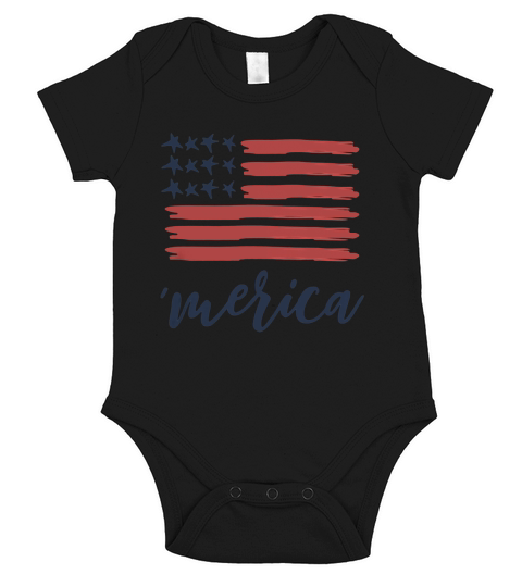 Merica Vintage American Flag 4th of July for Men Women Kids t-shirt Short Sleeve Baby One-Piece