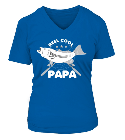 Fathers Day Gifts Fishing Reel Cool Papa Dad Women's V-Neck T-shirt