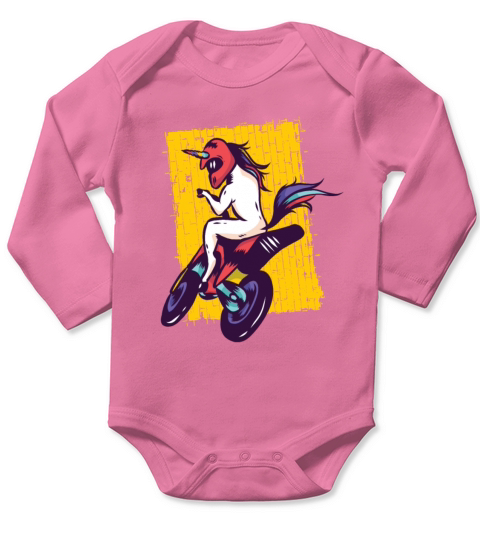 Unicorn Motobike Long Sleeve Baby One-Piece