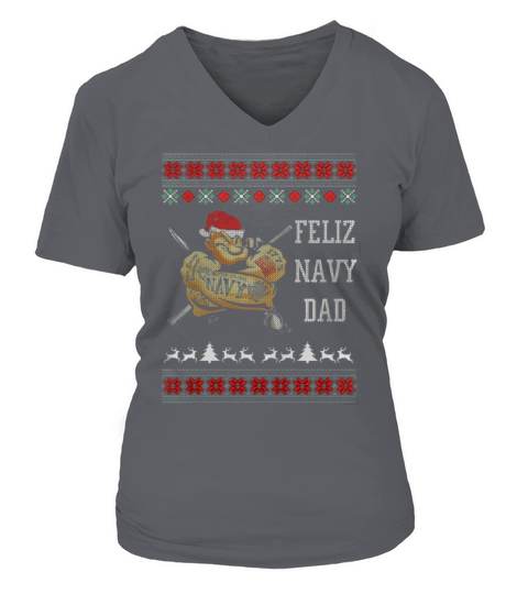 Feliz Navy Dad V-neck T-Shirt Woman