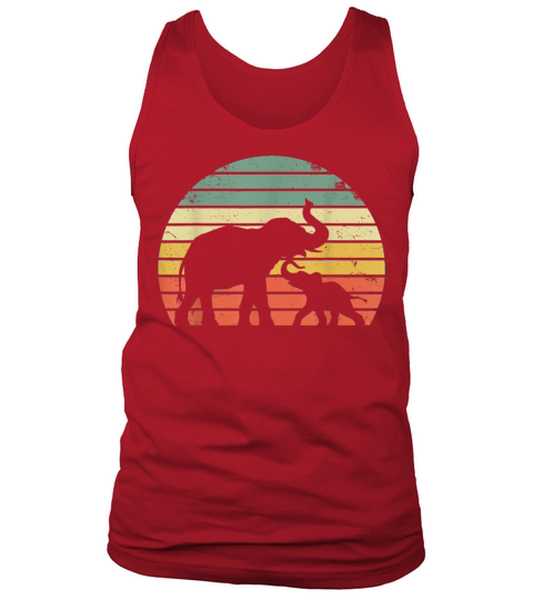Vintage Elephant Retro Sunset Colors Silhouette Men's Tank Top