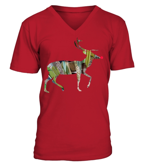 artTS collage art REINDEER Rudolph greenz Men's V-Neck T-shirt