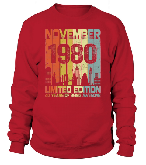 November Skyline Vintage 1980 Funny Sweatshirt Unisex