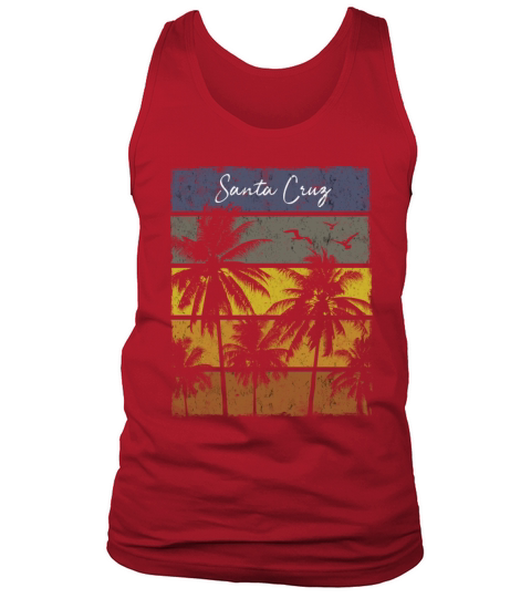 Retro Santa Cruz Beach Print Vacation Souvenir Men's Tank Top