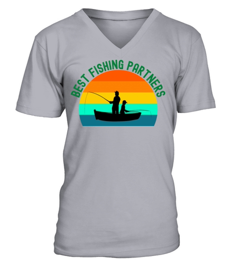 Best Fishing Partners Father Son In Boat Sunset Men's V-Neck T-shirt