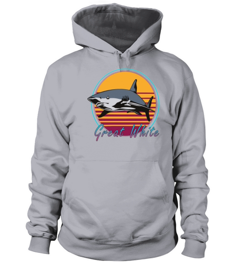Vintage Retro 80s Art Great White Shark Novelty Men's Hoodie