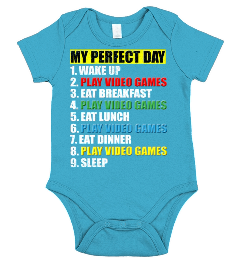 My Perfect Day Gift for Gamer Gaming Teenager Teen Short Sleeve Baby One-Piece