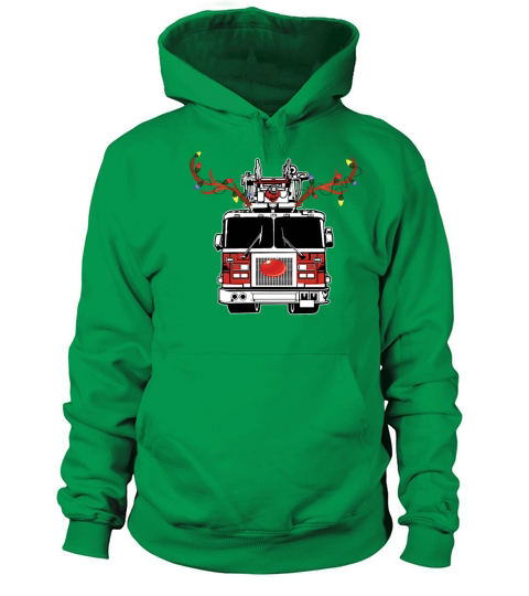 Merry Christmas Firefighter Reindeer Funny Ride Men's Hoodie