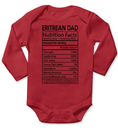 Eritrean Dad Nutrition Facts Joke Nationality 2020 Long Sleeve Baby One-Piece