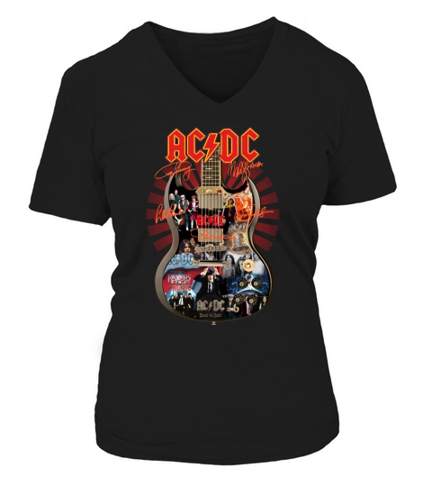 ACDC signatures guitar shirt V-neck T-Shirt Woman