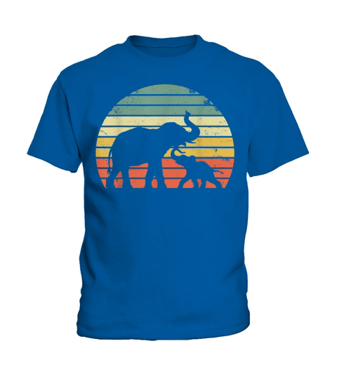 Vintage Elephant Retro Sunset Colors Silhouette Kids T-Shirt