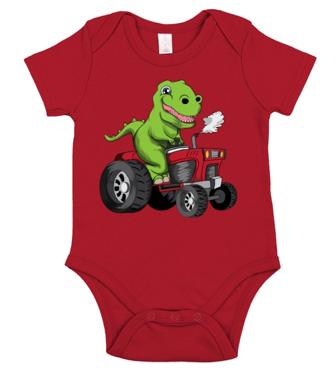 Old Young Dino Dinosaur Tractor T Rex Short Sleeve Baby One-Piece