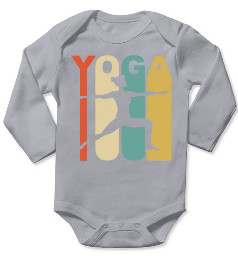 Vintage Warrior Two Yoga Pose Silhouette Retro Long Sleeve Baby One-Piece