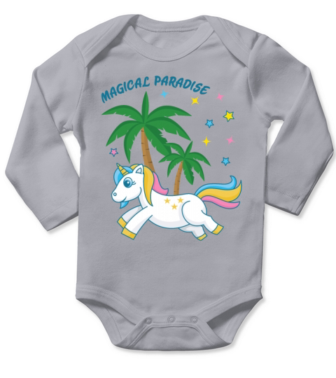 Unicorn under palm trees Long Sleeve Baby One-Piece