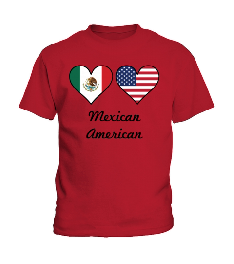 Mexican American Flag Hearts Kids T-Shirt