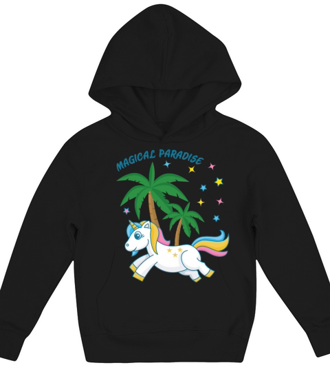 Unicorn under palm trees Kids Hoodie