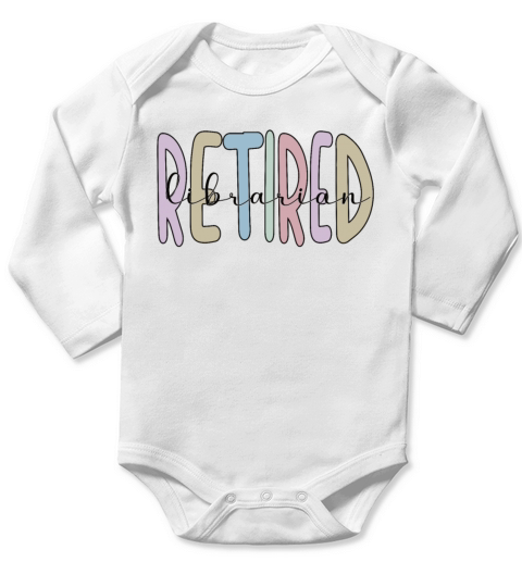 Retired Librarian Retirement Gifts Library Books Long Sleeve Baby One-Piece